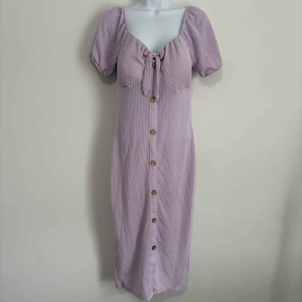 No Boundaries Juniors Wiggle Knit Midi Dress Size M 7-9 Purple Babydoll Milkmaid
